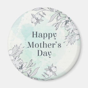Íman Dia de as mães Feliz Floral Elegante   Magnet