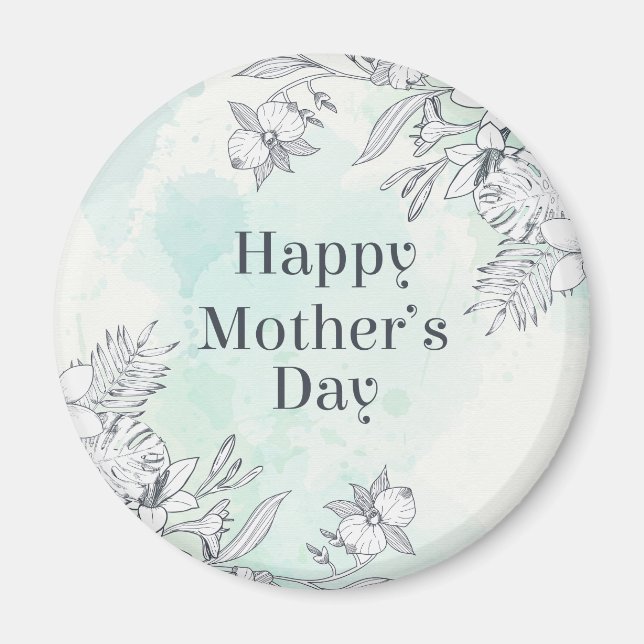 Íman Dia de as mães Feliz Floral Elegante | Magnet (Frente)