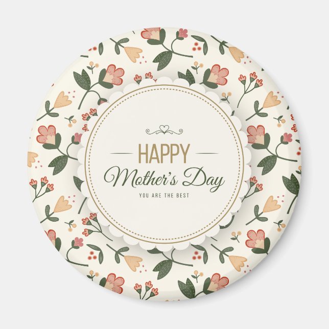 Íman Dia de as mães Feliz Floral Elegante | Magnet (Frente)