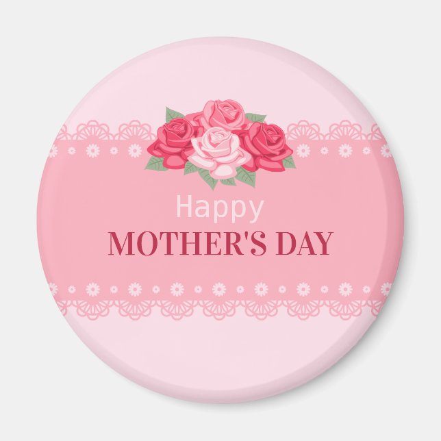 Íman Dia de as mães Feliz Floral Elegante | Magnet (Frente)