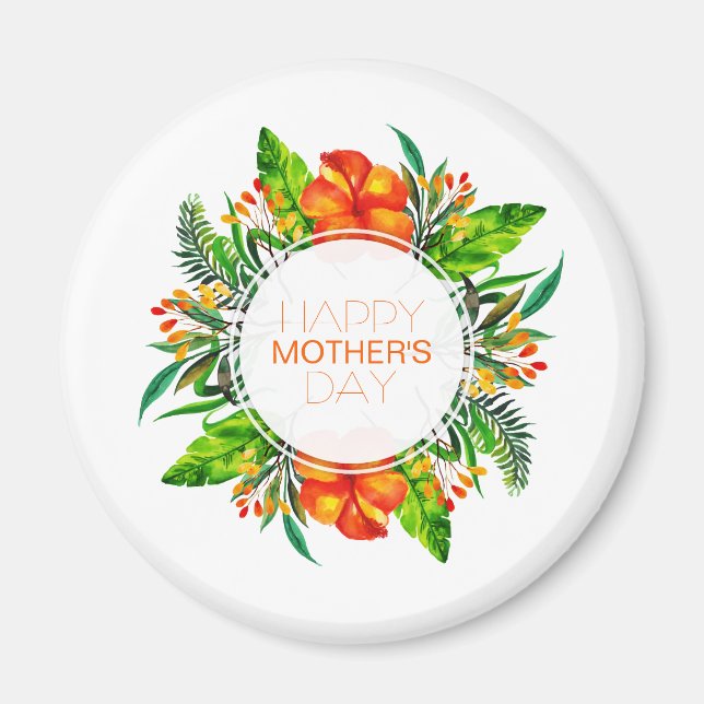 Íman Dia de as mães Feliz Tropical Floral | Magnet (Frente)