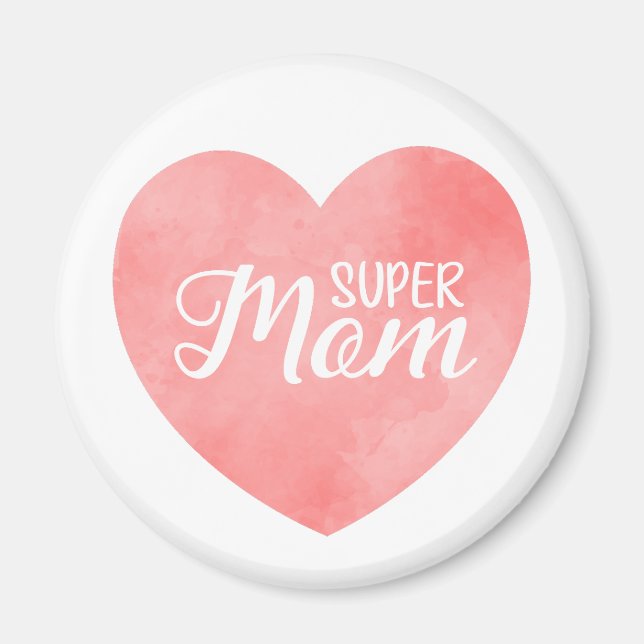 Íman Dia de as mães internacional, super mãe cor-de-ros (Frente)