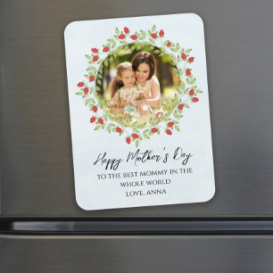 Íman Dia de as mães Watercolor Rosa Floral Feliz Foto