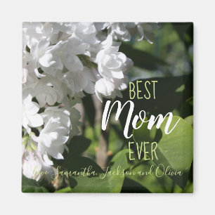Íman Dia de as mães White Lilacs Melhor Mãe Nunca