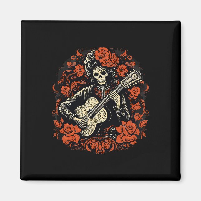 Íman Dia De Los Muertos Do Esqueleto De Halloween Morto (Frente)
