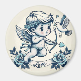 Íman Dia de os namorados azul-cupido
