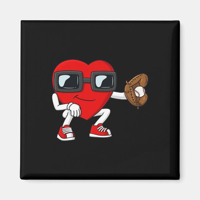 Íman Dia de os namorados Cardíaco Beisebol Diversão Boy (Frente)