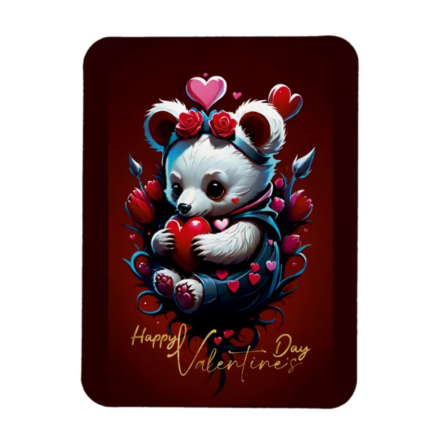 Íman Dia de os namorados com Urso Rico (Vertical)