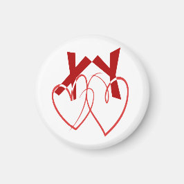 Íman Dia de os namorados dois corações vermelhos bonito