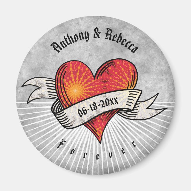 Íman Dia de os namorados Fractal do Coração Vermelho Mo (Frente)