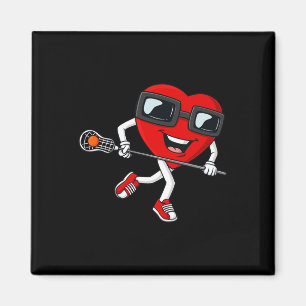 Íman Dia de os namorados Heart Holding Lacrosse Stick B