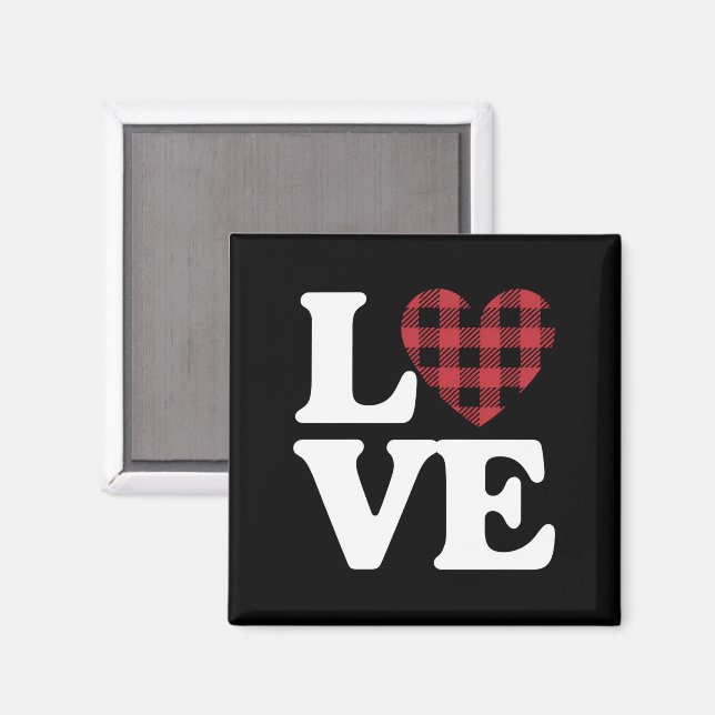 Íman Dia de os namorados Heart Xadrez Love (Front/Back)