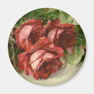 Íman Dia de os namorados Vintage, Rosas vermelhas Crims