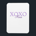 Íman Dia de os namorados Xoxo adicione nome pastel roxo<br><div class="desc">design</div>
