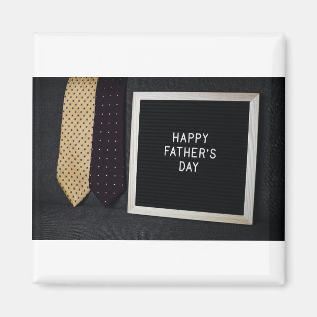 Íman Dia de os pais Feliz Magneta Negra Clássica (Frente)