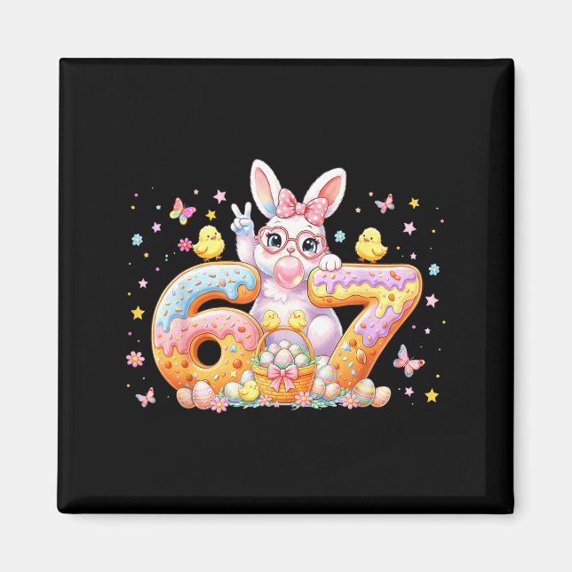 Íman Dia de Páscoa 67 Coelho Bonito Bunny Seis Sete Mem (Frente)