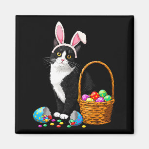Íman Dia de Páscoa Gato Bunny Orelhas Ovos Gráfico Home