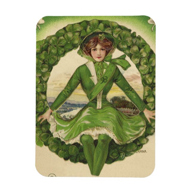 Íman Dia de Patrick, Wreath com o lago irlandês (Vertical)