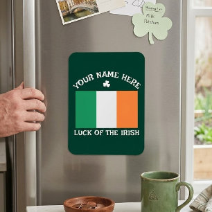 Íman Dia de São Patrício Bandeira da Irlanda Nome Perso