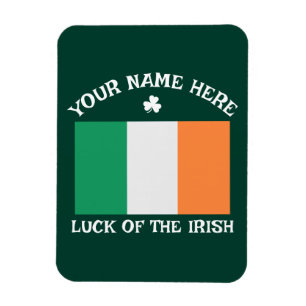 Íman Dia de São Patrício Bandeira da Irlanda Nome Perso