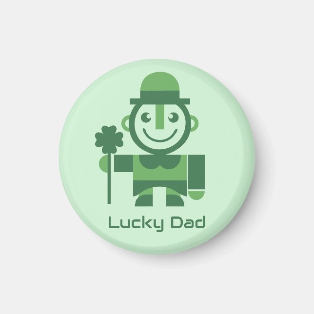 Íman Dia de São Patrício com Leprechaun Sortudo minimal (Frente)