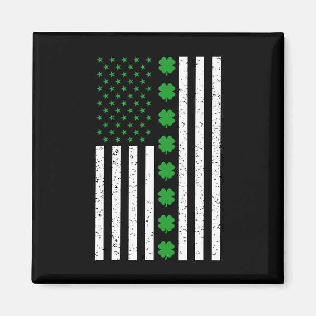 Íman Dia de São Patrício Irish Clover American Flag (Frente)