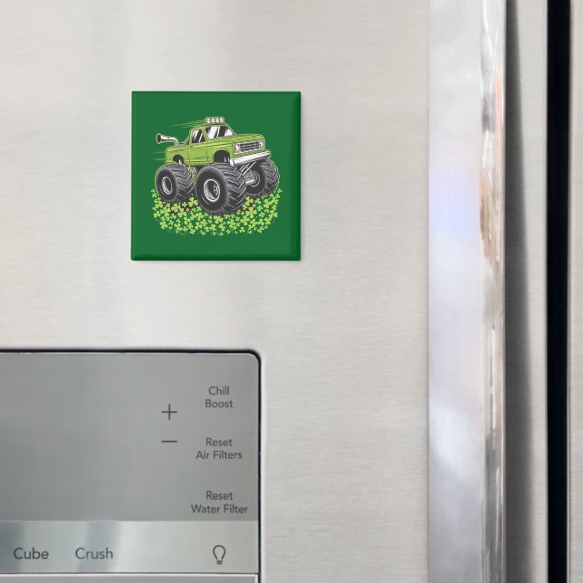 Íman Dia de São Patrício Meninos Caminhão Monstro Sortu (In Situ (Fridge))