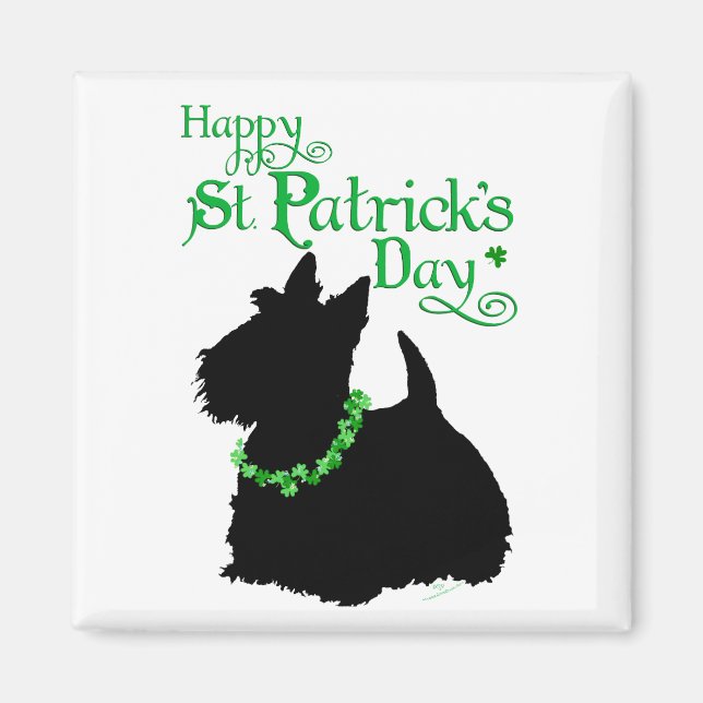 Íman Dia de São Patrício Scottish Terrier (Frente)