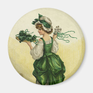Íman Dia de São Patrício Vintage, Mulher Trevos Verdes