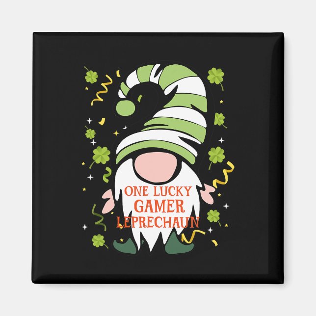 Íman Dia Divertido do Gamer no St Patrick com Gnome Sor (Frente)