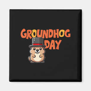 Íman Dia Divertido do Groundhog Feliz 2 de Fevereiro Fe