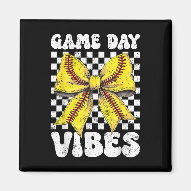 Íman Dia do Jogo Vibes Arco Coquette Softball Mama Soft (Frente)