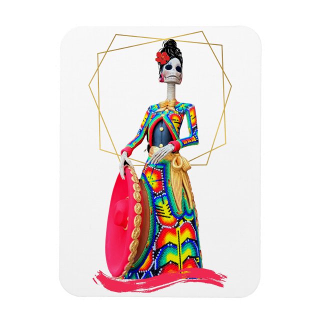 Íman Dia dos Mortos da Carreira com o Chapéu Rosa Maria (Vertical)