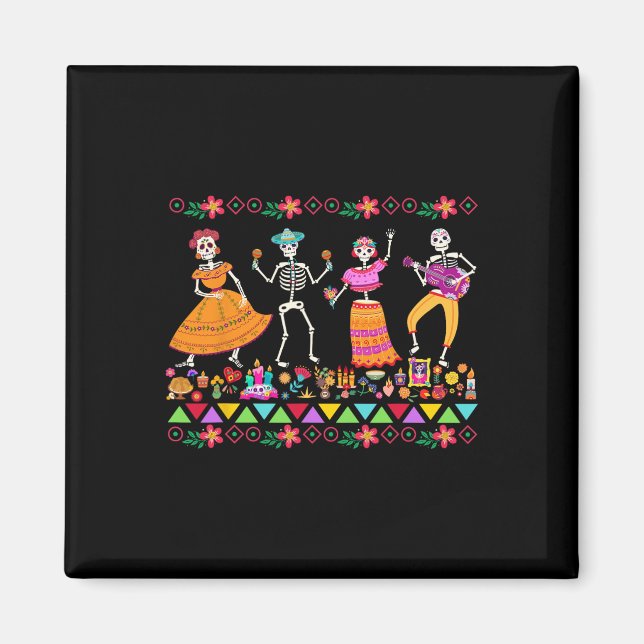 Íman Dia Dos Mortos Dia De Los Muertos Esqueleto Mexica (Frente)