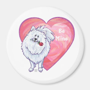 Íman Dia dos namorados branco de Pomeranian