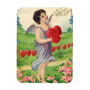 Íman Dia dos Namorados Vintage, Anjo Vitoriano com Cora