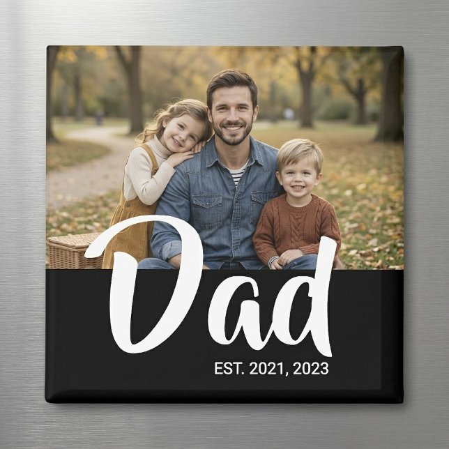 Íman Dia dos Pais Estabelecido Foto (Dad Established Photo Father's Day Magnet)