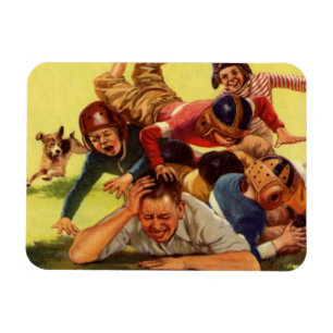 Íman Dia dos Pais Vintage, Futebol Crianças e Cachorro