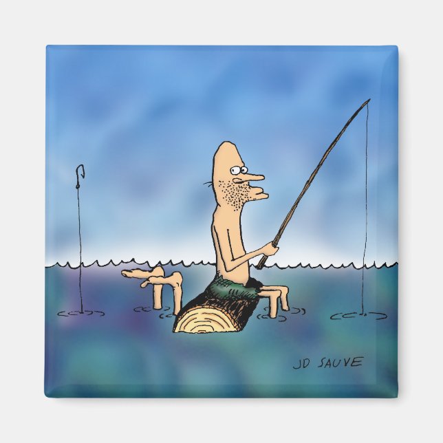 Íman Dia Estranho de Pesca Cartoon (Frente)