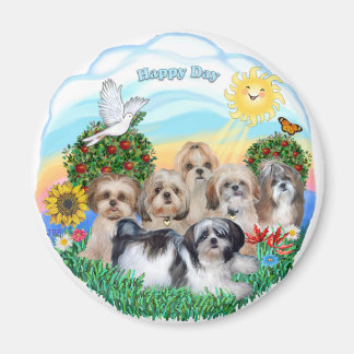 Íman Dia Feliz com Seis Shih Tzus