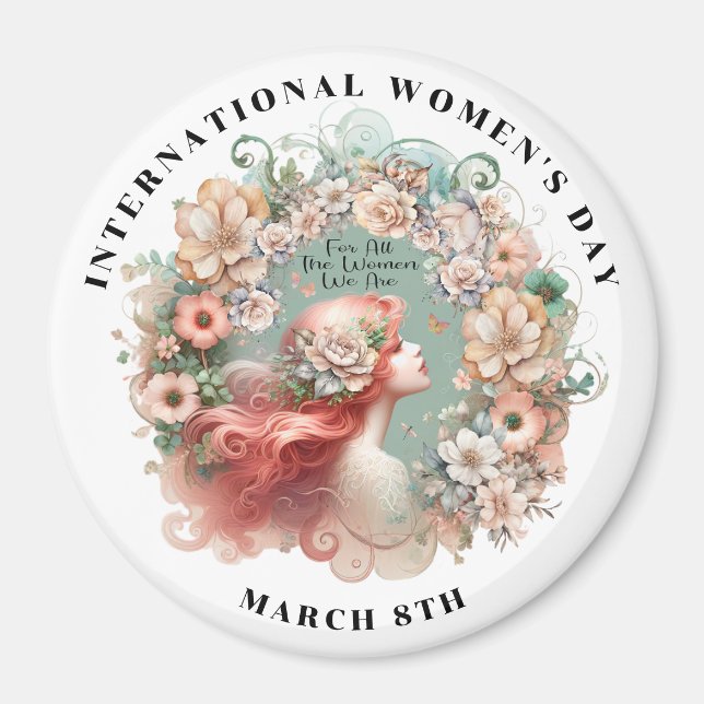 Íman Dia Internacional da Mulher 8 de março Feminina (Frente)