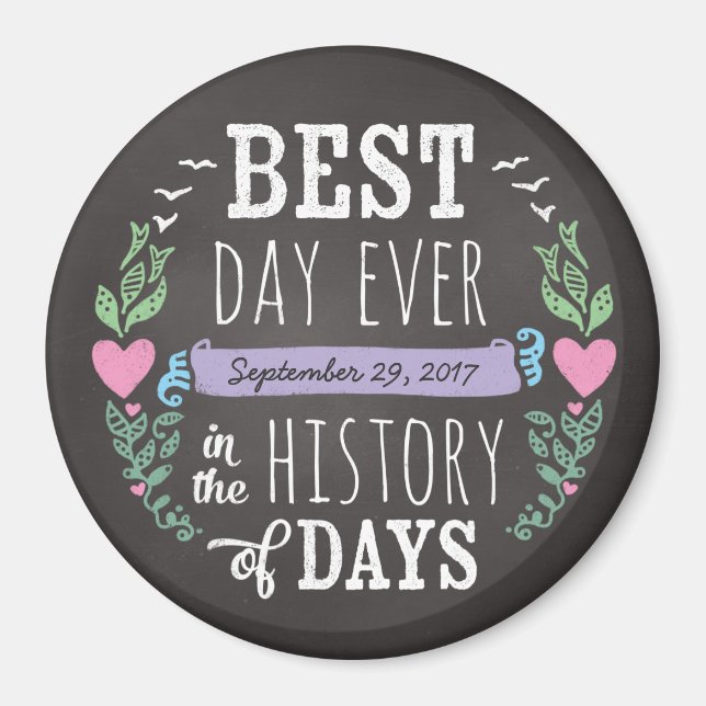 Íman Dia Melhor do Casamento de Chalkboard do Mundo em  (Frente)