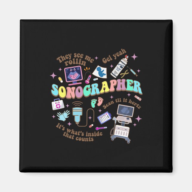 Íman Dia Nacional da Enfermeira Ultrasom Tech Sonograph (Frente)