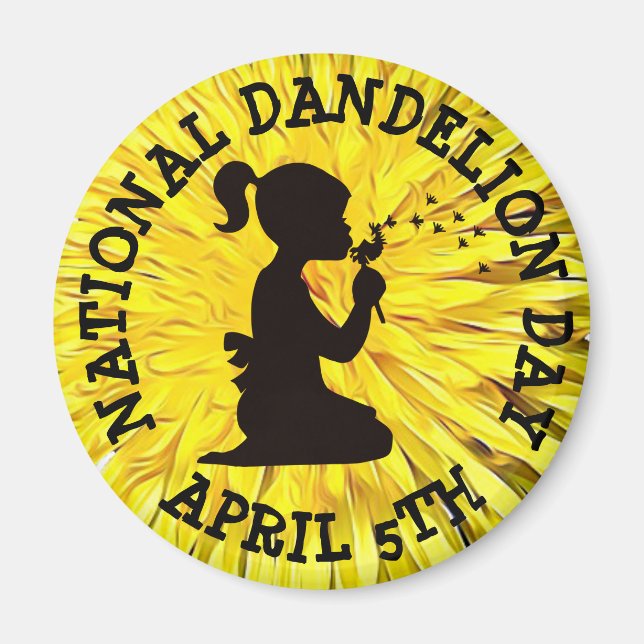 Íman Dia Nacional de Dandelion, 5 de abril (Frente)