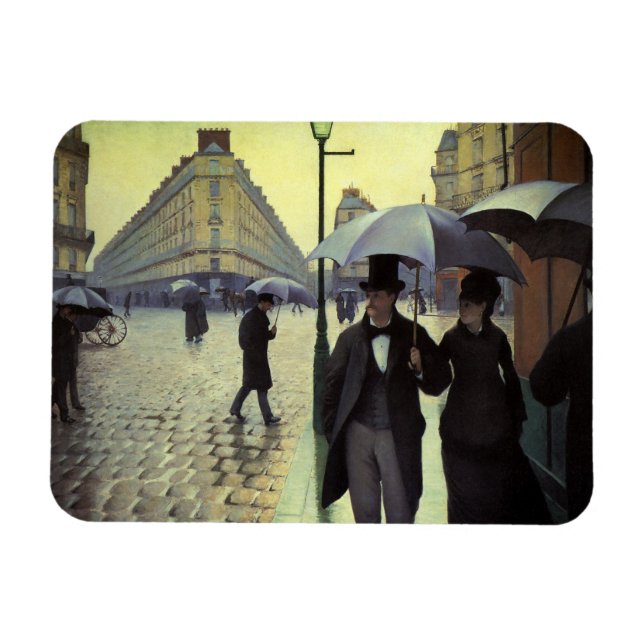 Íman Dia Rainy da Rua Paris por Gustave Caillebotte (Horizontal)