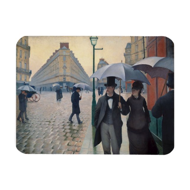 Íman Dia Rainy da Rua Paris por Gustave Caillebotte (Horizontal)