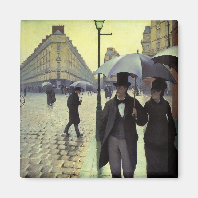 Íman Dia Rainy da Rua Paris por Gustave Caillebotte (Frente)