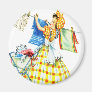 Íman Dia retro da lavanderia do kitsch das mulheres do