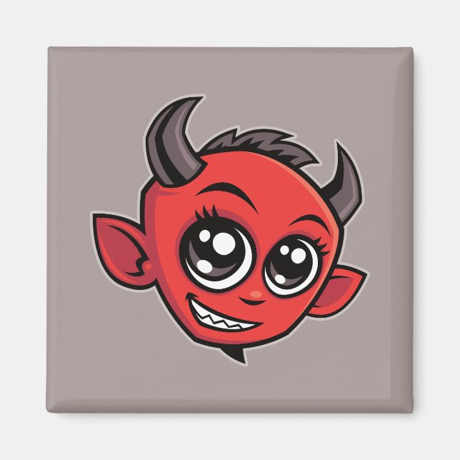 Íman Diabo de Cartoon Bonito Sorrindo (Frente)