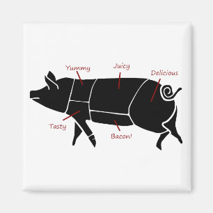 Íman Diagrama de carta engraçado do carniceiro do porc